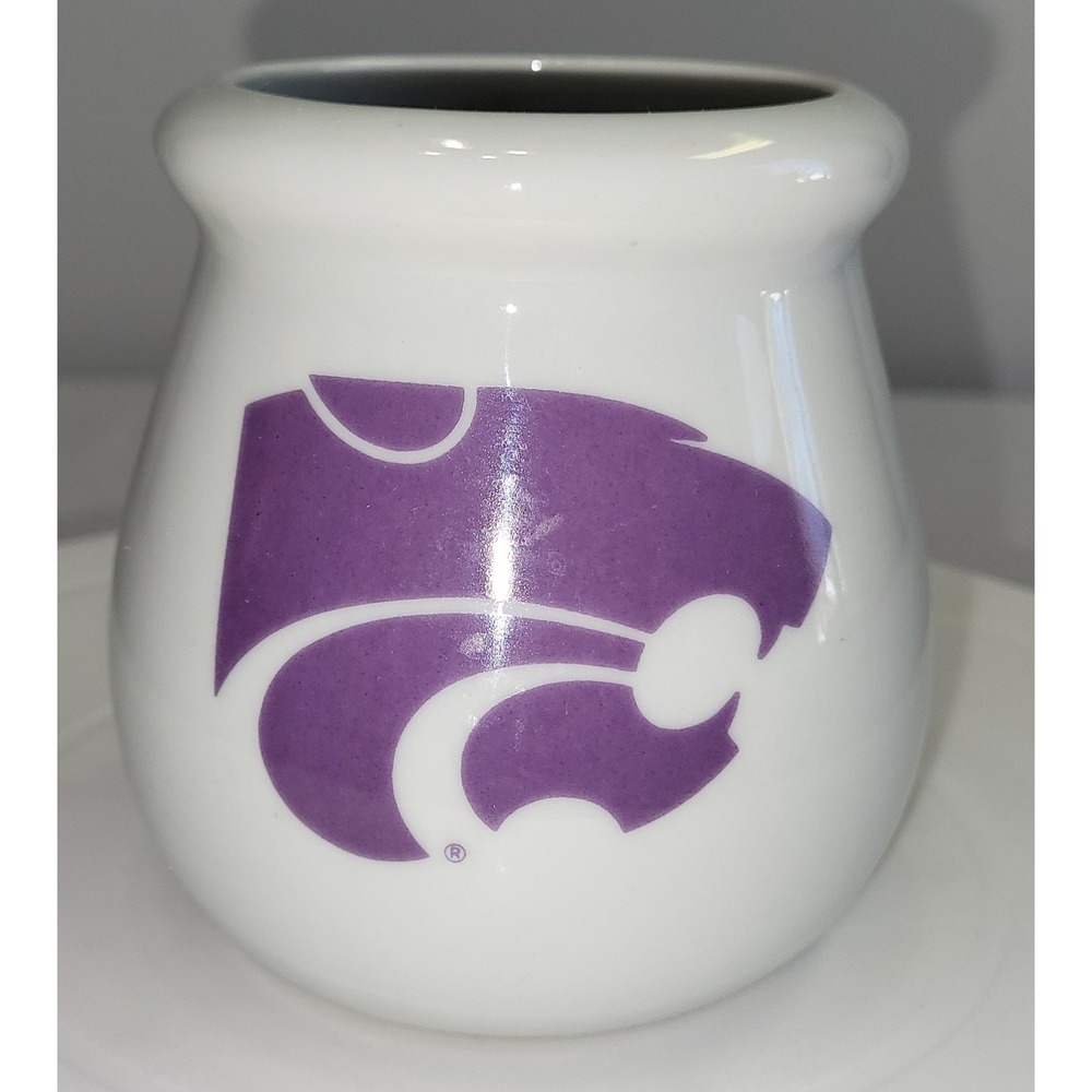 Empty Spirit Candle Co Kansas State Wildcats Small Ceramic Jar White‎ Purple